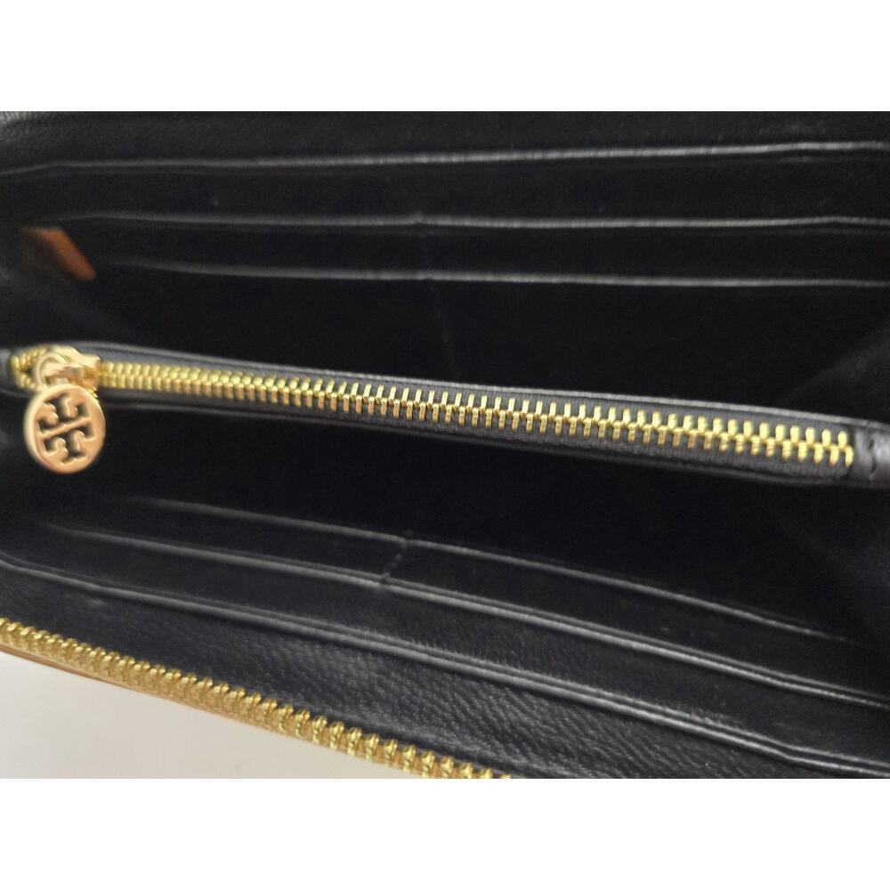 Tory Burch Patent Leather Zip Around Continental Wallet Caramel - Picture 10 of 11